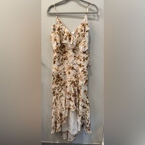 ✨NWT✨ Express Flowy and Airy Asymmetrical Brown and Cream Dress - Size M